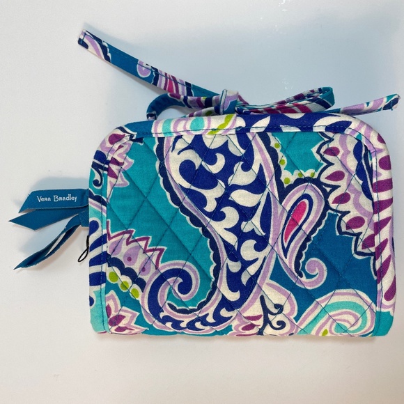 New! Vera Bradley Waikiki Paisley Makeup/Jewelry Travel Bag Tie-Closure - Picture 1 of 8